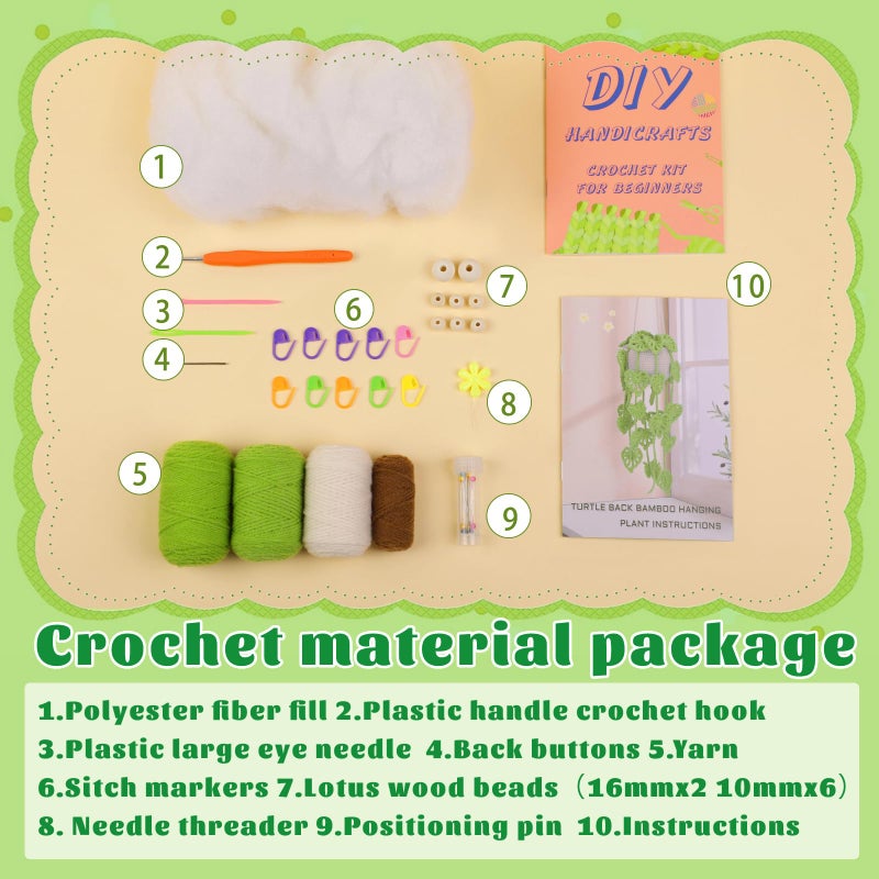 Kogyxe Beginners Crochet Kit Amigurumi Crochet Starter Kits w خطوة بخطوة دروس فيديو معلقة بوعاء النباتات الحياكة حزمة المبتدئين لعائلة نباتات الديكور (40٪ + غزل) - Image 2